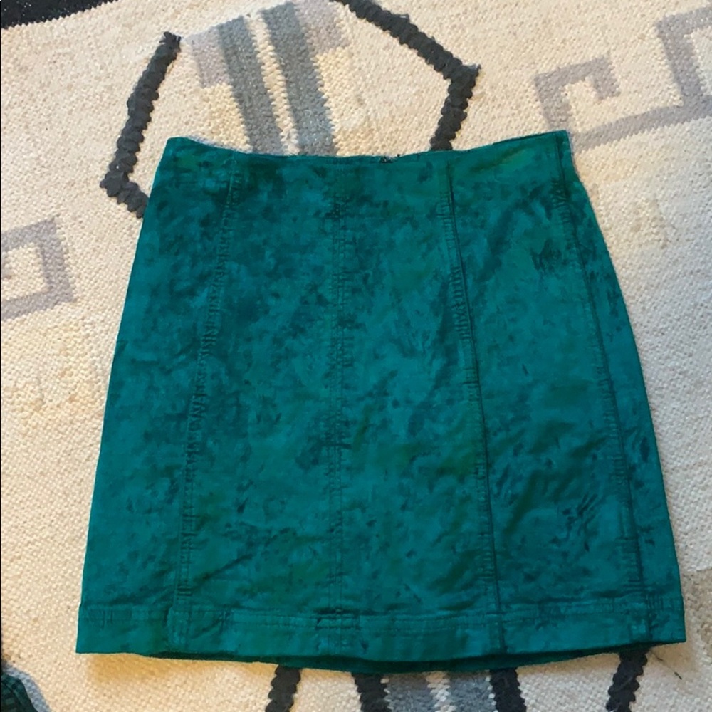 Free people green emerald velvet mini skirt